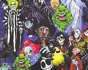 Classic Halloween Movie Characters Remnants | 100% Cotton Fabric