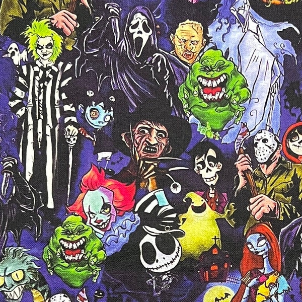 Classic Halloween Movie Characters Remnants | 100% Cotton Fabric