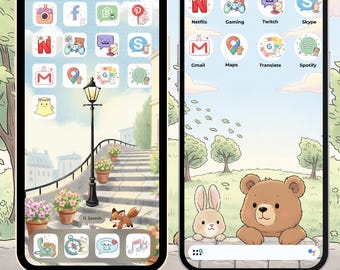 Cute Cozy Icon Set, Cute Icons Pack, iPhone Theme, Android Phone Theme, Phone Home Screen Widget, Hand drawn Pastel icons, cute Wallpapers
