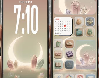 Minimal Matte App Icons & Widgets and Wallpapers Pack, Aesthetic Gothic Cottagecore, iOS Android iPad iPhone, Soft 3D Pastel, Dark vintage