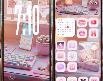 3D Candy Pastel App Icons IOS & Widgets and Wallpapers, Cozy Cute Kawaii Design, Girly Candy Dream, Aesthetic Desktop Android iPad iPhone