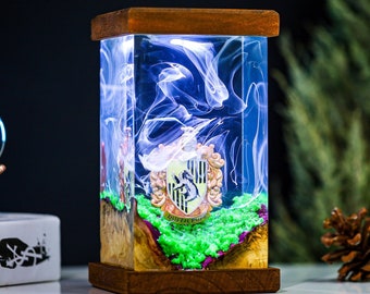 Hogwarts Houses Epoxy Lamp, Harry Potter Night light, Wizarding School night lamp, Customize lamp mother days gifts