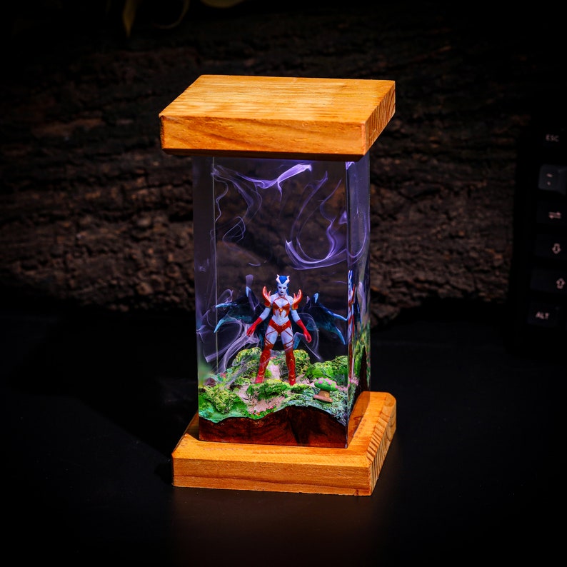 QUEEN OF PAIN from Dota 2 Epoxy Lamp,Custom gaming lamp, Queen of Pain Arcana Alternate Blue Style Dota 2 Figurine 3D Wood Lamp Gamer gift zdjęcie 6