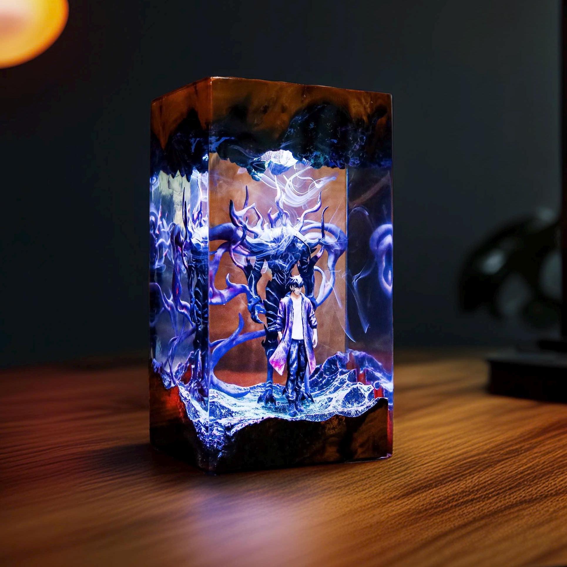 Su.ng jin-w00 x Beru Epoxy lamp, Resin Home Decor, Handmade Epoxy Lamp Gaming Light Night, Custom Lamp, Gift for brother Gamer gift