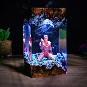 Super Hero Epoxy lamp anime Resin Lamp Gaint Hero figure Terrarium Personalized Night Light diorama Gaming Decor Streamer gifts