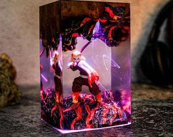 Custom Diorama Anime Figure Lamp Resin lamp Anime Epoxy Lamp handmade Personalized Night Light diorama Gaming Decor Christmas Gifts