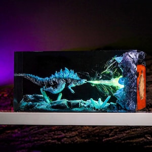 Gigantisch monster brandend nachtlampje Atomic Breath Resin Lamp monsterfiguur terrarium gepersonaliseerd nachtlampje slaapkamerlamp diorama hars