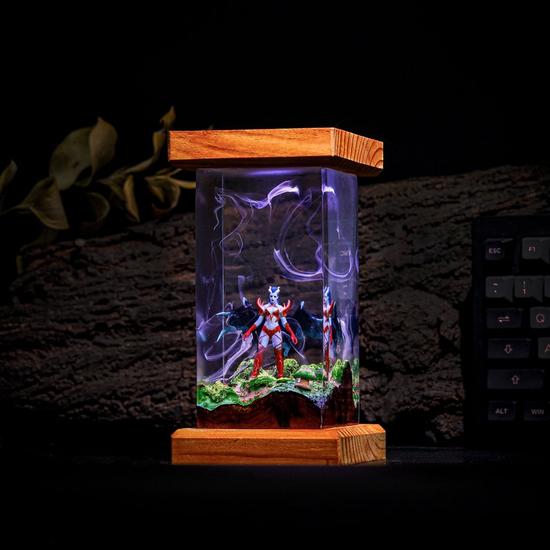 QUEEN OF PAIN from Dota 2 Epoxy Lamp,Custom gaming lamp, Queen of Pain Arcana Alternate Blue Style Dota 2 Figurine 3D Wood Lamp Gamer gift zdjęcie 1