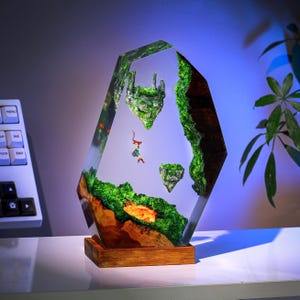 Zel.da and Sky Islands Night light Epoxy lamp video game Lamp Resin Wood Gamer Desk Decor L.oZ/B.OTW father's day gift