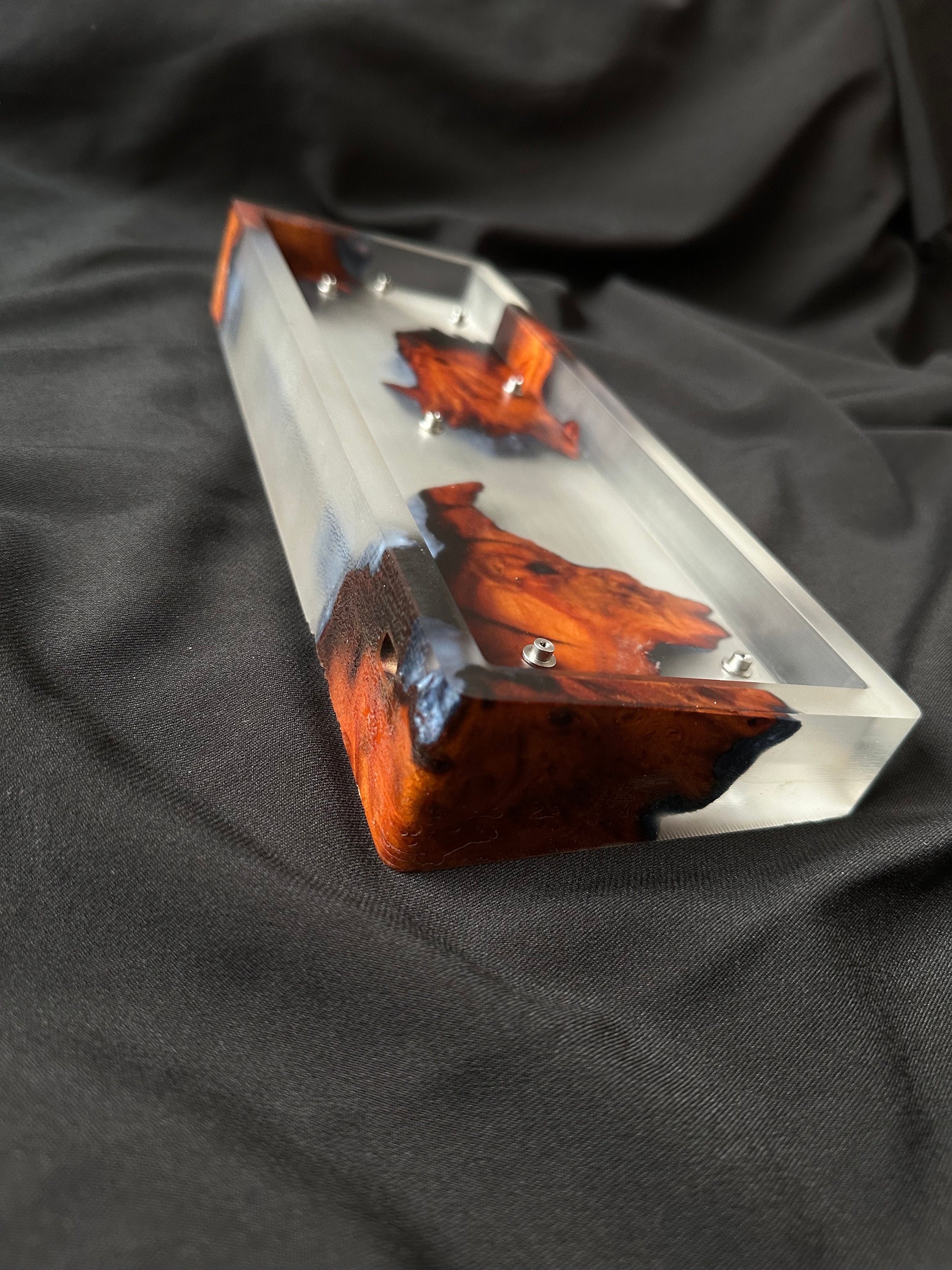 Amboyna Burl Keyboard Case , Resin Keyboard Case, Keyboard Case, Custom