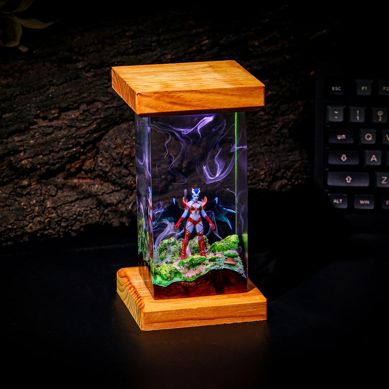 QUEEN OF PAIN from Dota 2 Epoxy Lamp,Custom gaming lamp, Queen of Pain Arcana Alternate Blue Style Dota 2 Figurine 3D Wood Lamp Gamer gift zdjęcie 4