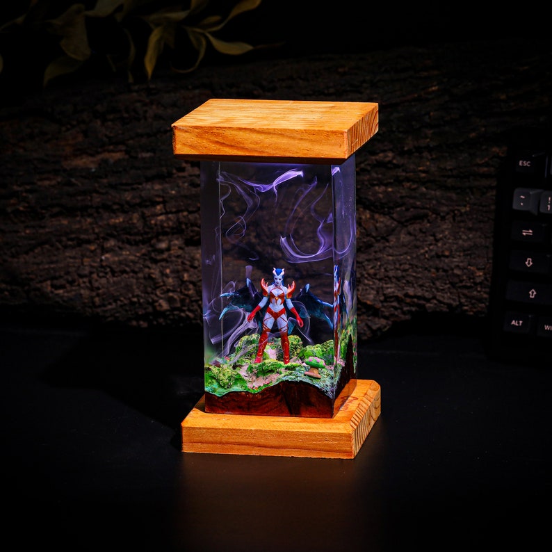 QUEEN OF PAIN from Dota 2 Epoxy Lamp,Custom gaming lamp, Queen of Pain Arcana Alternate Blue Style Dota 2 Figurine 3D Wood Lamp Gamer gift zdjęcie 5