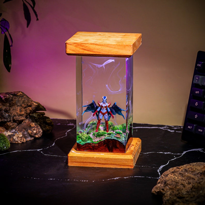 QUEEN OF PAIN from Dota 2 Epoxy Lamp,Custom gaming lamp, Queen of Pain Arcana Alternate Blue Style Dota 2 Figurine 3D Wood Lamp Gamer gift zdjęcie 8