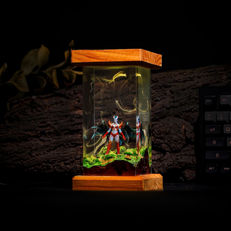 QUEEN OF PAIN from Dota 2 Epoxy Lamp,Custom gaming lamp, Queen of Pain Arcana Alternate Blue Style Dota 2 Figurine 3D Wood Lamp Gamer gift zdjęcie 2
