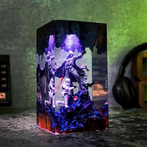 Da.rth Va.der diorama lamp, resin epoxy lamp, gift for him, Sword lightsaber, gaming decor, gift for men, halloween gifts, christmas gifts