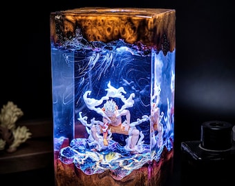 White-Haired Pirate Lamp | Gear 5 Form Resin Epoxy Light | Fantasy Anime Decor, Anime Gifts personalized Lamp father day gifts