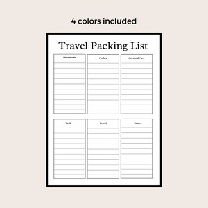 Travel Packing List, Vacation Pack List Template, Holiday Simple ...