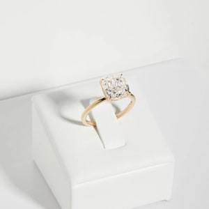 2CT Cushion Cut Moissanite Engagement Ring: Sterling Silver Solitaire Wedding Ring