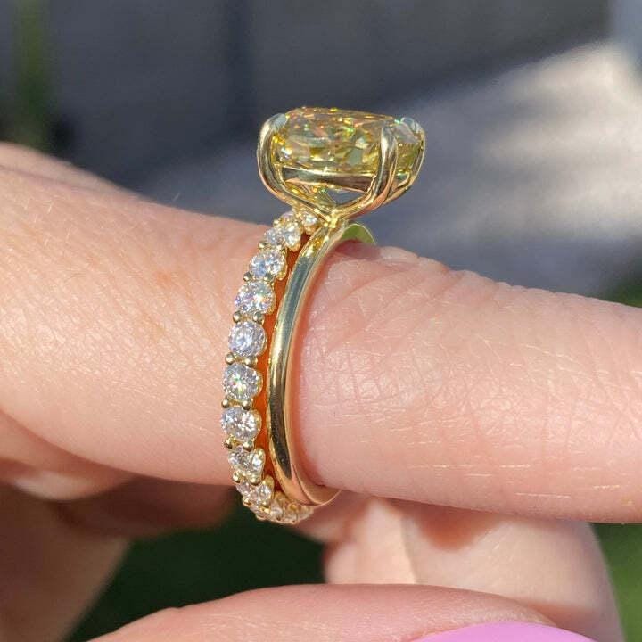 2CT Yellow Oval Cut Moissanite Engagement Ring 14K Yellow Gold ...
