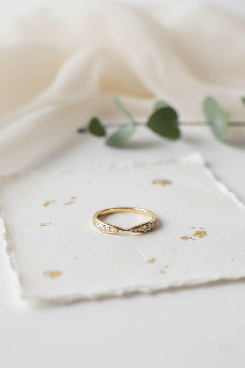 Gold Moissanite Wedding Band: Channel Set Half Eternity Ring - Etsy