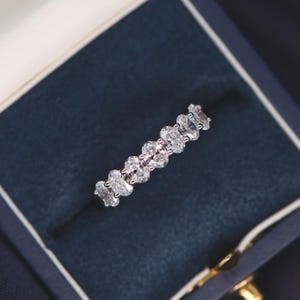 Oval Moissanite Band, Oval Eternity Band, Oval Wedding Band, Oval Cut Lab Grown Diamond Wedding Band, 14K Gold, Half Eternity Women's Band