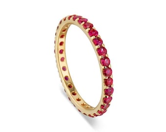 Dainty Ruby Stacking Eternity Ring Gold Minimalist Ring Ruby Ring July Birthstone Gift for Her Delicate Ring Eternity Band Dainty Ruby Gift
