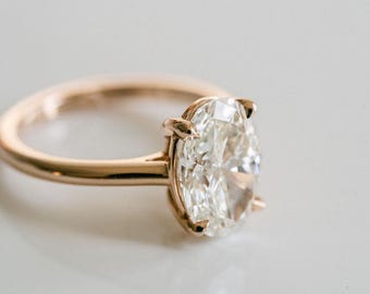 Anillo de compromiso de moissanita de corte ovalado de 4,5 ct, anillo de moissanita ovalado, anillo de moissanita de oro macizo, regalo de aniversario, anillo de novia, anillo para uso diario