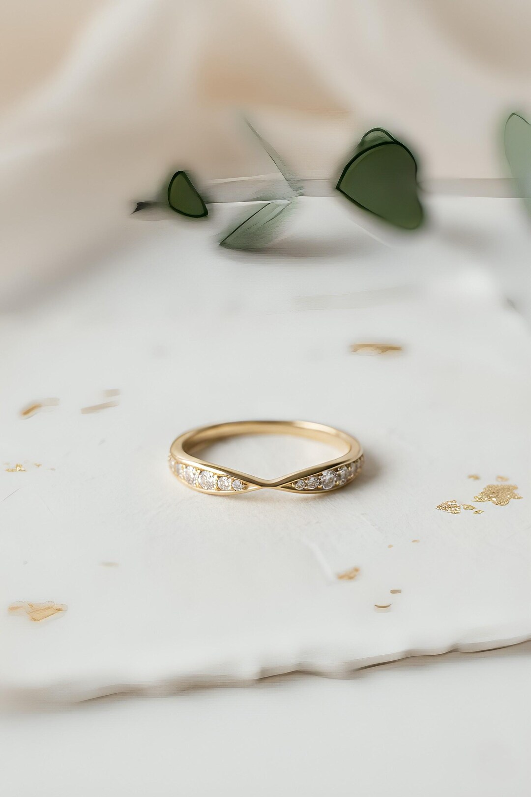 Gold Moissanite Wedding Band: Channel Set Half Eternity Ring - Etsy
