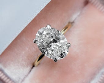 2,5 kt ovaal geslepen Moissaniet verlovingsring, echte Moissaniet ring, Moissaniet trouwring voor haar, verborgen halo ovale stapelring