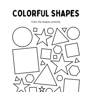 Shape Coloring School Assignment Printable Instant Digital Download PDF ...