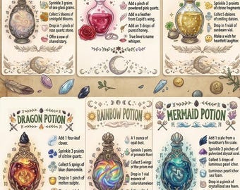 18 Printable Magic Potion Recipe Cards Instant Digital Download