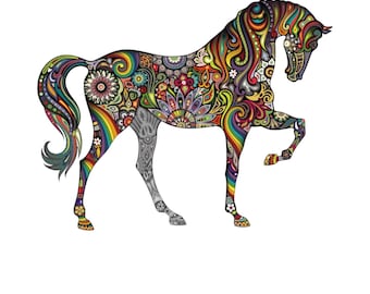 Mandala Horse Psychedelic Shirt Design Graphic Digital Download Image PNG & SVG File Format