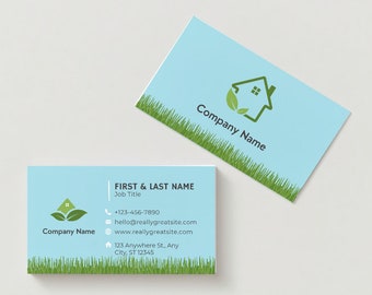 Business Card Template, Landscape, Lawn Care, Mowing, diy, Editable, Double Sided, with Logo, Digital Download, Professional Design PDF PNG