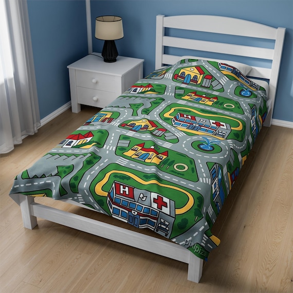 Kids City Playmat Carpet Rug Velveteen Plush Blanket - Etsy