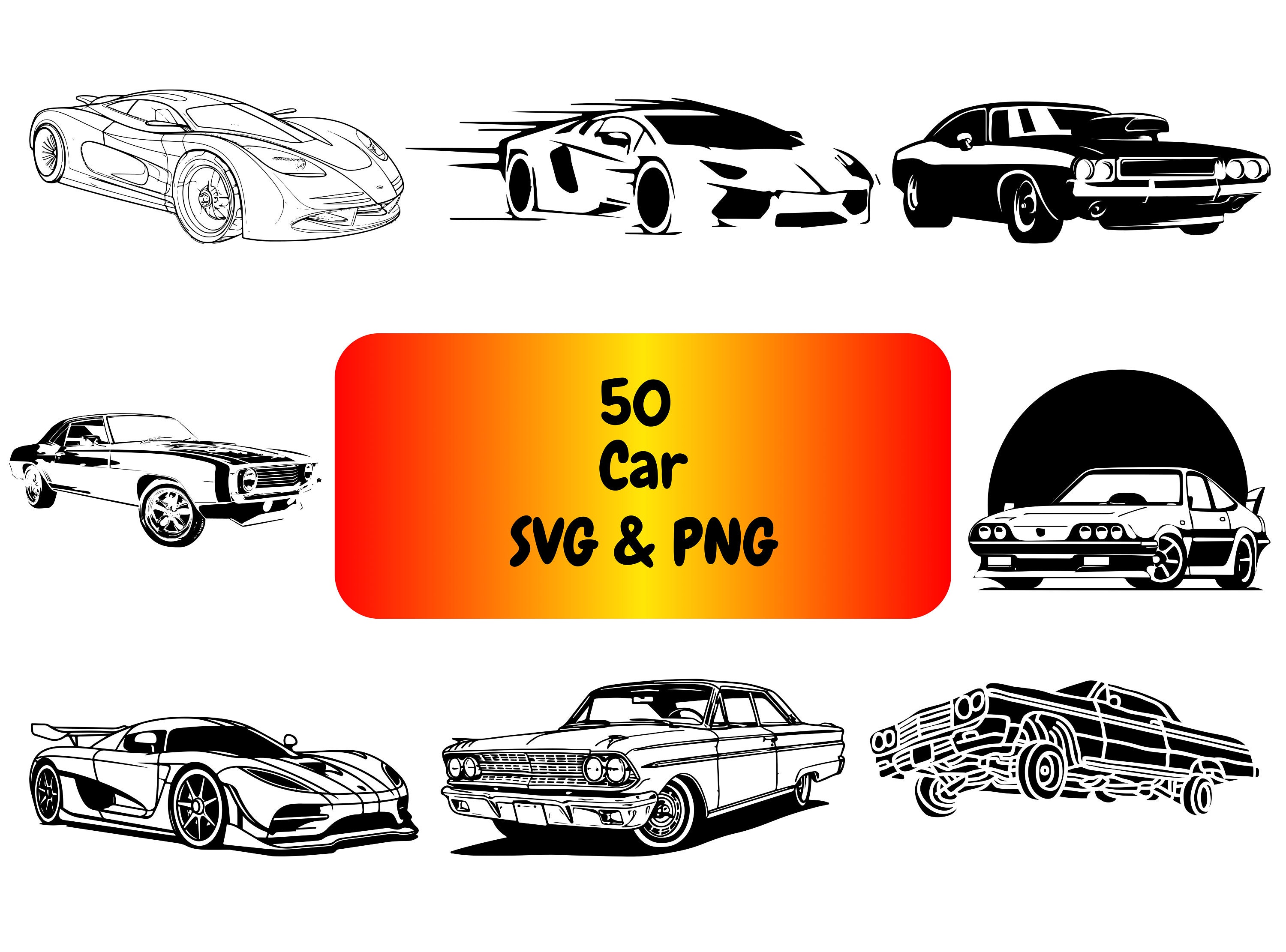50 Car Silhouette PNG SVG Bundle Graphic Digital Download Image Il Fullxfull.5869891917 21nq