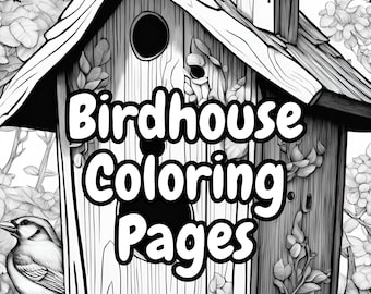 10 Birdhouse Coloring Book Pages Instant Digital Download Printable