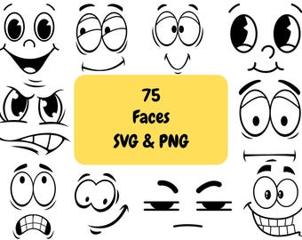 75 Faces Silhouette PNG & SVG Bundle Graphic Digital Download Image Transparent Background, Clip Art, File Format, T-Shirt Design