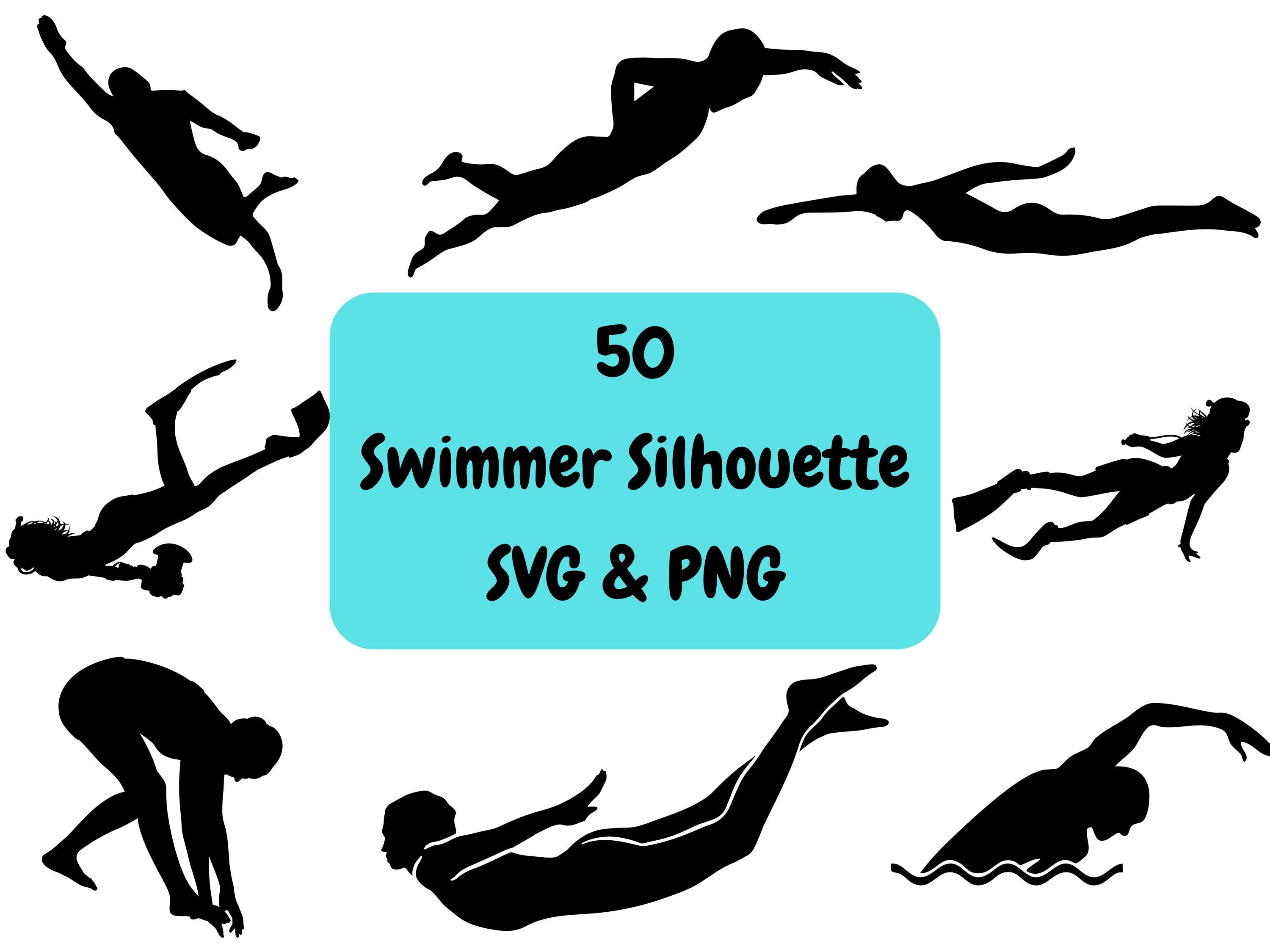 Swimming silhouette - Etsy België, image size:3000x2249