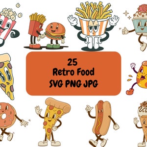 25 aliments rétro PNG & SVG image téléchargement graphique numérique fond Transparent, clipart, format de fichier, conception de T-Shirt vintage