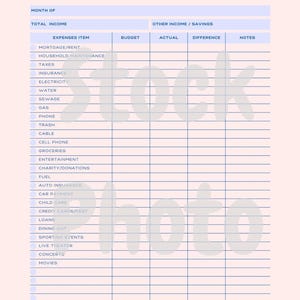 Monatliches Budget Planer Printable Sofortiger Digitaler Download PDF