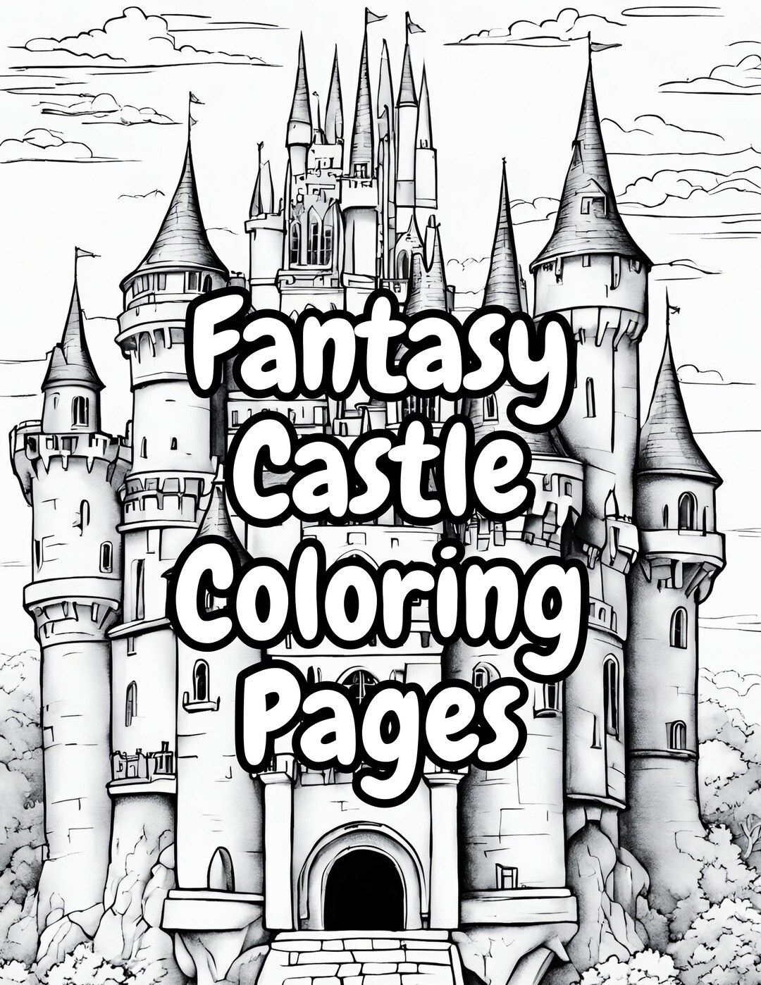10 Fantasy Castle Coloring Book Pages Instant Digital Download ...