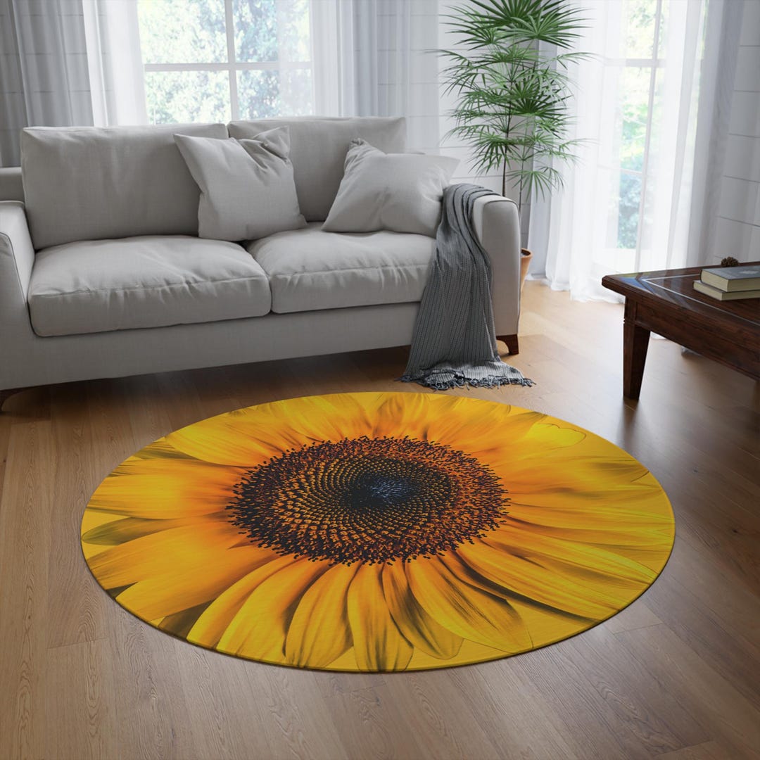 Sunflower Round Rug - Etsy