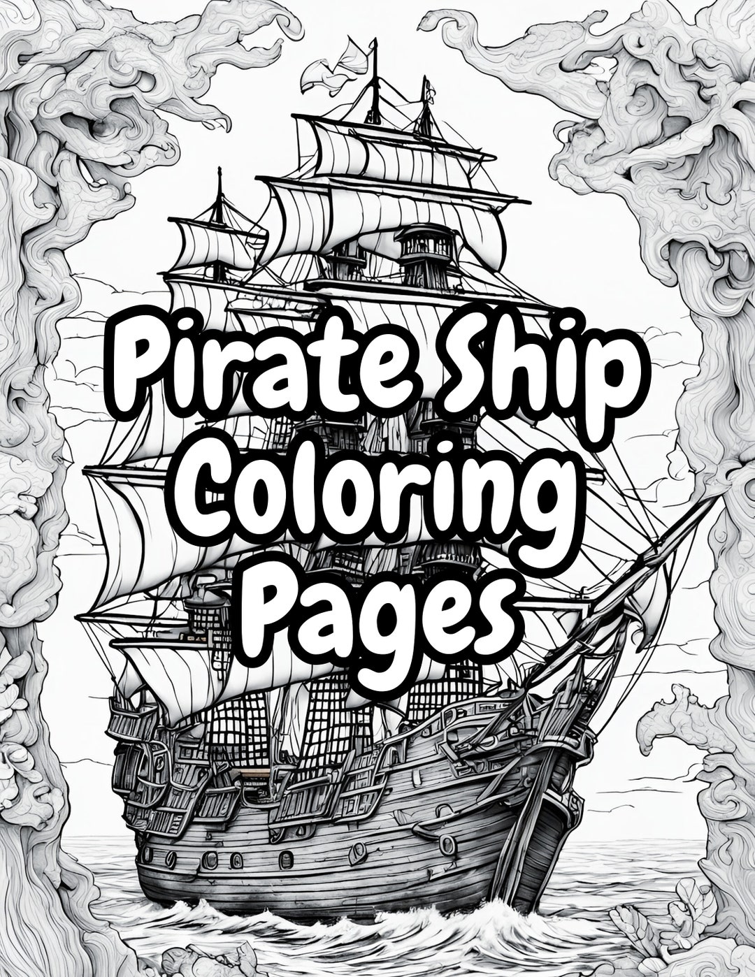 10 Pirate Ship Coloring Book Pages Instant Digital Download Printable ...