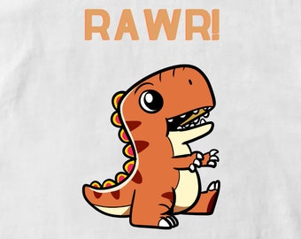 RAWR! Grafika cyfrowa do pobrania Obraz, przezroczyste tło Format pliku SVG i PNG, Zabawny dziecięcy dinozaur T-Rex Dziecięcy dinozaur