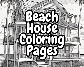 10 Beach House kleurboekpagina's Instant digitale download afdrukbare