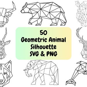50 Geometric Animals Silhouette PNG & SVG Bundle Graphic Digital Download Image Transparent Background Clip Art File Format T-Shirt Design