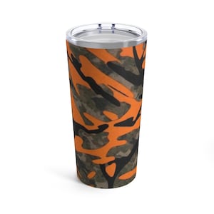 Blaze Orange Hunting Camo Camouflage Tumbler Muf Cup 20oz
