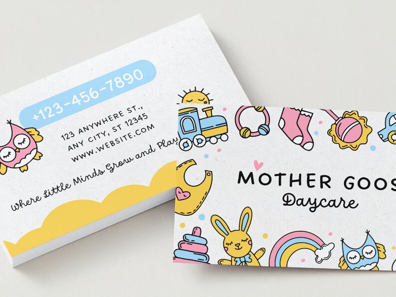 Daycare & Nursery design business card template digital download