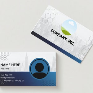 Blaue Visitenkartenvorlage mit Foto & Logo, bearbeitbar, doppelseitig, digitaler Download, diy, modernes professionelles Design, PDF PNG JPG