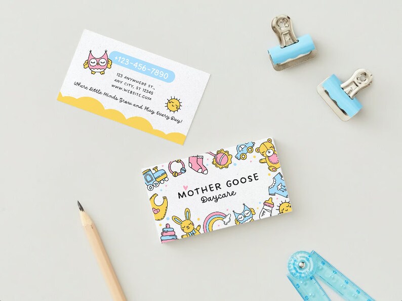 Daycare & Nursery design business card template digital download